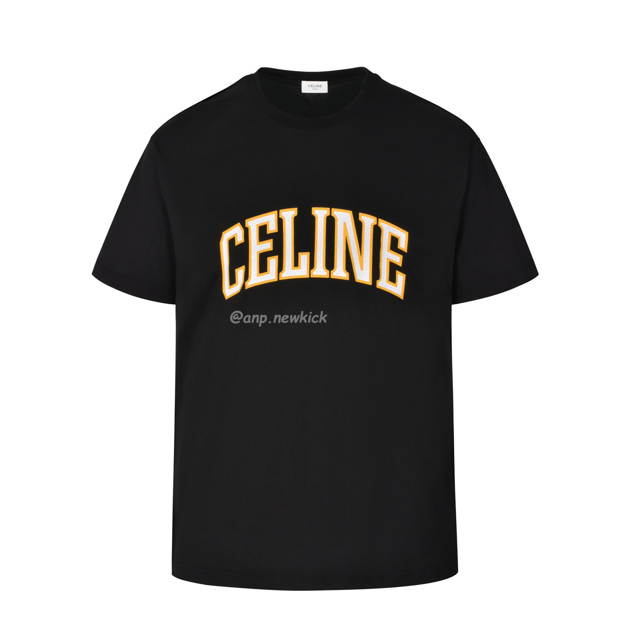 Celine College Cracking Effect Printed Cotton Plain Knit Loose Fitting T Shirt (1) - newkick.vip